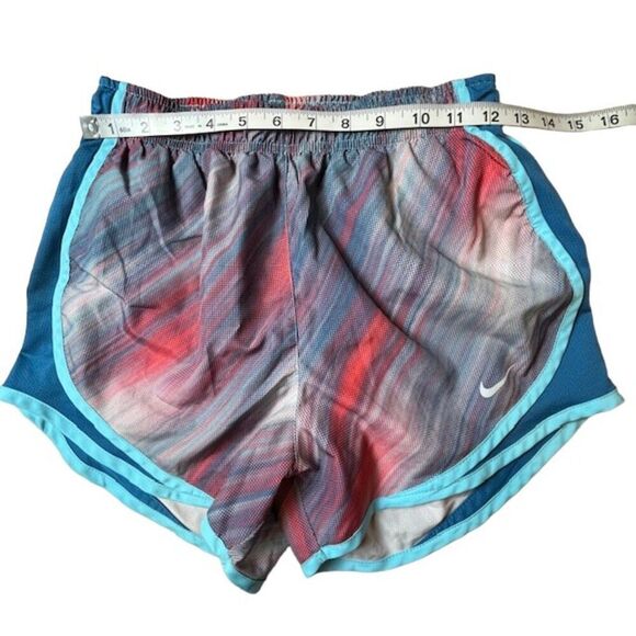 Nike Dri-Fit Women's Running Shorts Teal Blue Watercolor with Pink Lined Small - Picture 3 of 8
